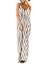 Women's Vertically Striped Sundress - Spaghetti Straps